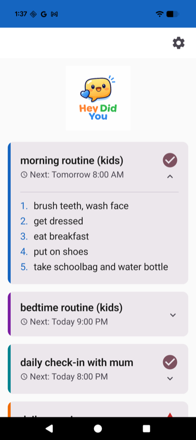 Expanded checklist view
